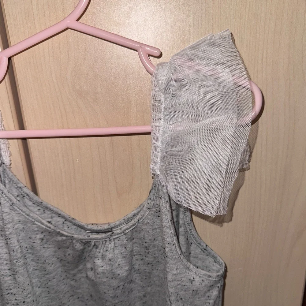 GAP Girls Size L 10/12 Gray Ruffle Tulle Sleeve Tank Top
